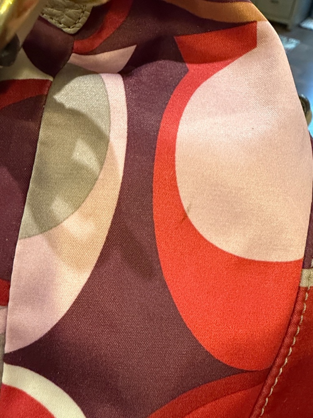 Coach Ashley Scarf Print in Signature Print Satchel with Beige Leather Trim - Picture 10 of 11